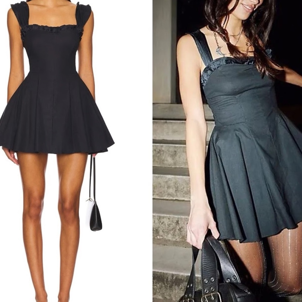 FREE PEOPLE Sweetheart Neck MIDNIGHT MAGIC Fit&Flare RoucheStrap Mini Dress